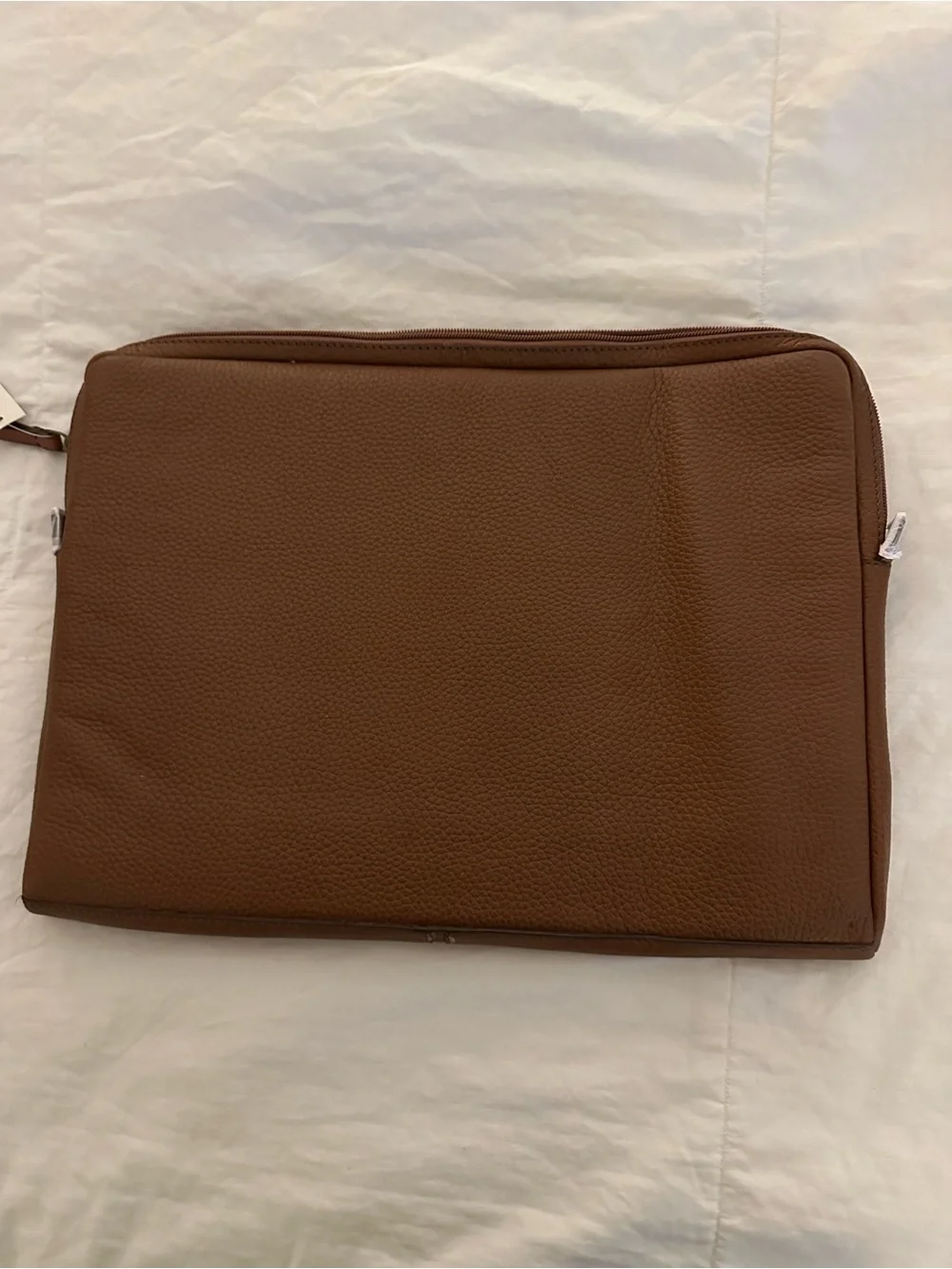 Fossil Brown Leather Laptop Sleeve with Front Pocket